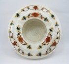 Vintage Marble Ashtray With Stones Inlay Work 4 5 Inches Round Cigarette Holder
