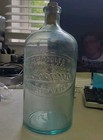Vintage Absopure Distilled Aerated Water Embossed Blue Glass Bottle Cork Top