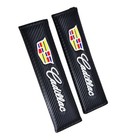2pcs Carbon Look Embroidery Logo Seat Belt Cover Shoulder Pads For Cadillac New