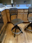  1  1930s Vintage Sikes Oak   Iron Adjustable Drafting Stool Chair Office Table