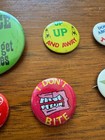 Lot 6 1960s Pinback Buttons Funny Space Sin Zodiac Be Nice Bit Gag Gift Vtg