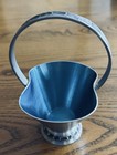 Vintage Handmade Norway Pewter 3    Basket W  Metallic Blue Enamel Inside  0162