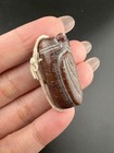 Large Ancient Banded Agate Stone Bead  With Eyes In Good Condition