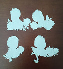 Vintage Embossed German Die Cut Scrap 1960 s Children Faces With Flowers Lot  3