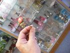 Antique Vtg Victorian Hat Pin - Stamped Brass Pink Celluloid Top 12   s33191