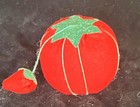 Vintage Tomato Pin Cushion W Attached Strawberry Needle Sharpner