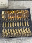 Vintage Souvenir Set Of 11 Gold-plated Spoons From Saudi Arabia 039-2