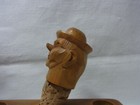 Vintage German Wood Carved Bottle Stopper Man Laugh  ci 93