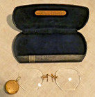  1-1900 s Ao Hard Bridge Pince Nez Spectacles W ketcham Dougal Retractable Chain