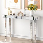 Large Ornate Mirrored Console Table Silver Entryway Hall Table Furniture Desk