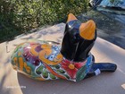 Talavera Pottery Cat Lying Down Mexican Folk Art Handpainted 11 5  Lg 5 hi New R