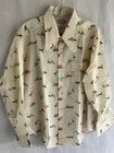 Nos Vtg Mens 70s Dress Shirt Big 4  Collar Xl  Prince Romano Horseback Print
