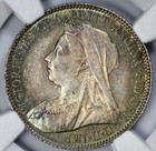 1896 Great Britain Silver 6p Sixpence Ngc Ms 64 Forest Green Toning