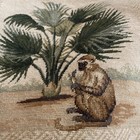 Completed Needlepoint Canvas Monkey Palm Tree Tropical Beach New Woollen