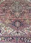 Vintage Original Area Heriz  Serapi  9 X12 Ivory Red Fine Wool Auth Wool 1940 