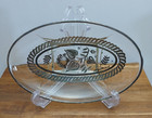 Mcm Georges Briard Signed Glass Dishes Gold Floral Leaf Set Of 3 Footed
