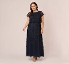 Adrianna Papell Navy Beaded Mother Of The Groom Gown Nwt Size 20 