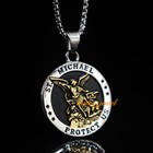 Jxc Gold Catholic Saint St Michael Archangel Medal Medallion Pendant Necklace