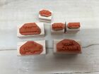 Vintage 1993 Stampin  Up  Set Of 6 Wishes Wood Mounted Rubber Stamps