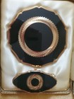 Vintage Compact Mirror Gold Tone Lipstick Holder Set Signed Stratton Art Deco