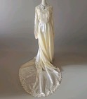 Vtg 80s Romantic Lace Trim Wedding Gown  S  Candlelit Ivory