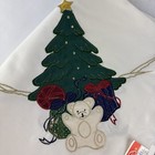 Linen Galore Christmas Tablecloth 72x126 Tree Candy Cane Bear Applique Embroider