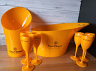 Veuve Orange Plastic Champagne Flute Glass   Matching Ice Bucket Set Options