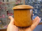 Antique Vtg Sewing Notions - Mauchline Ware Treen Round Box With Scotland Theme