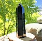 Natural Black Obsidian Healing Crystal Tower Point Reiki Obelisk Home Decor Gift