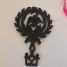 Mcm Eagle   Heart Trivet - Brass Tone Cast Iron Wall Hanging 5 X 8 