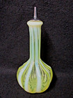 Opalescent Ribbed Vaseline Uranium Glass Barber Bottle