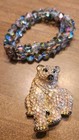 Vintage Jewelry Lot - Yellow Aurora Borealis Necklace And Bracelet- Rhinestones 