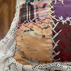 Antique Sewing Pin Cushion Signed Victorian Folk Art Crazy Quilt Pillow Form