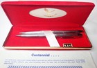 Vintage Centennial Chrome Pen   Mechanical Pencil Set W  Velvet Case Blue Ink