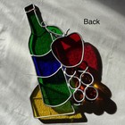 Vintage Stained Glass Sun Catcher Large 9 25    Colorful Apple Grapes Wine Cheese