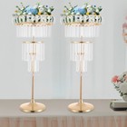 4-tier Wedding Flower Stand Gold Acrylic Wedding Centerpieces Vases Table Decor