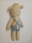 Cuddle And Kind Plush Toy Lamb Handmade Knit Doll Crown Blue Overalls Stuffed 