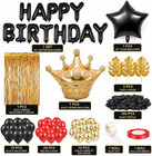 Red And Black Birthday Decorations Party Supplies Set black Gold Confetti Balloo