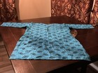 Blue Cotton Paisley Flower Long Sleeves Kurti 48  Bust  32   Long   New W defect