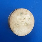 Vintage Silver Tone Pill Trinket Box With  Green Scarab Stone  Italy 