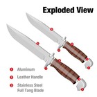 Mossy Oak 2pcs Bowie Knife Fixed Blade Hunting Knife With Leather Handle  Sheath