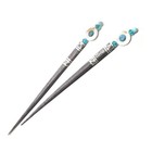 Handmade Pair Of Y2k Hair Chopsticks Mother-of-pearl Shell Donut W Glass Ooak