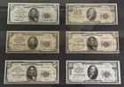 1929 National Bank Notes   1-5   Final  14320  6 Notes-first   Last  F-au Framed
