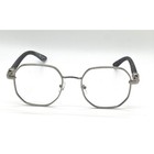 Men s Octagon Frame Silver Metal Clear Lens Buffs Temple Glasses Eye Glasses