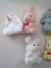 Lot Of 9 Vintage Mini Flocked Animals Rabbits   1 Larger Bear See Details