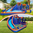Hapcap Combo Inflatable Bounce House With Big Curved Slide air Blower Outdoor