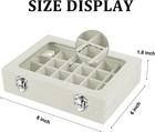 Eongoa Velvet Jewelry Box 24 Grid Earrings Display Organiser Beige