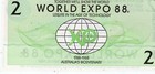 Banknote Australia 2 Dollars Expo  88
