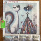 Diamond Painting Kit Tall White Cat With Fancy Dress Lady 15 7  X 15 7 
