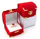 6 Red Velvet   Brass Accent Ring Jewelry Display Presentation Gift Boxes 